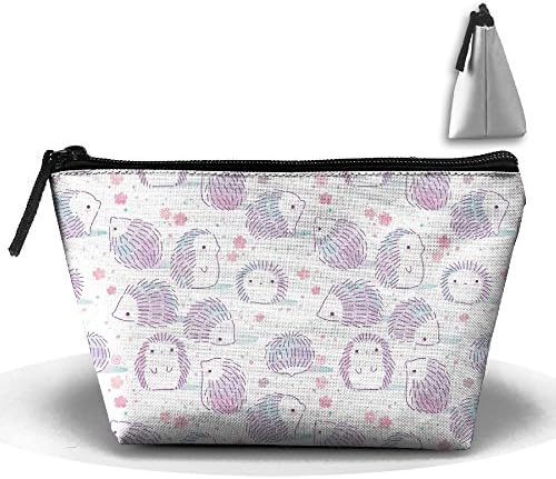 LogicBB Hedgehog Pastel Print Makeup Bag Travel Cosmetic Pouch Storage Brush Holder Toiletries Bag Waterproof Jewelry Organizer With Zipper For Women&amp;Girls