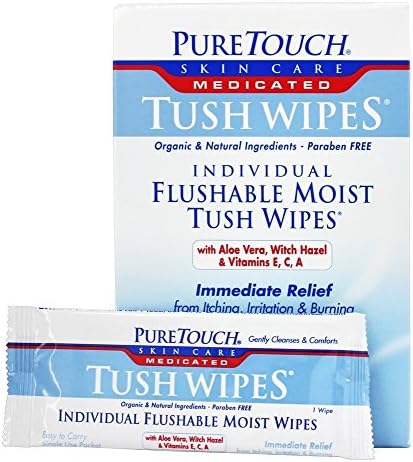 Pure Touch Skin Care - Individual Flushable Moist Tush Wipes Medicated - 24 Packet(s)