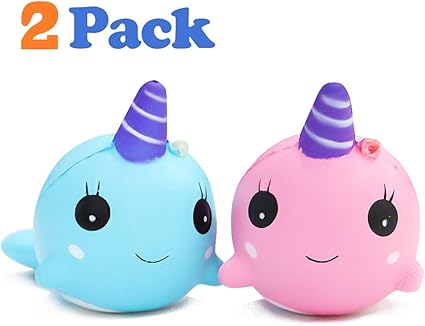 Amazon.com: VCOSTORE Juguetes Squishy Bebé Narwhal, 2 Squishies Kawaii Baby Whale suave y perfumado Animales Juguetes de alivio del estrés para niños regalo o adulto: Toys \u0026 Games