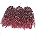 3pcs/pack bob Kinky Curl 8 Inch Afro Kinky Twist Hair Burg color Soft Synthetic Crochet Braiding Hair Extention (1B/BURG)