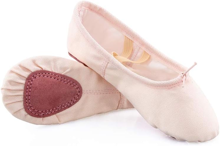 Ruhakslen Ballet Shoes, Canvas Upper & Leather Sole Ballet Slippers for Girls/Toddlers/Kids