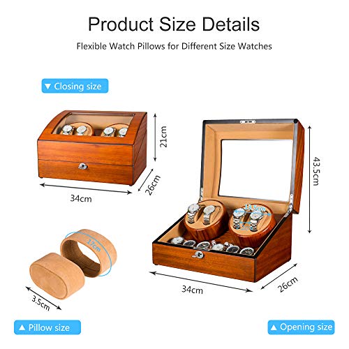 JQUEEN 4 Automatic Watch Winder with 6 Storage Case (Mandshurica) - Thumbnail 3