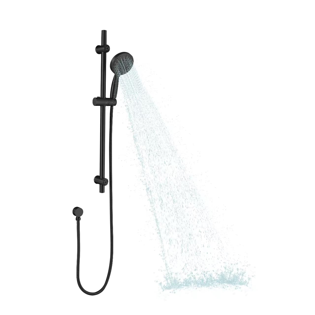 Photo 1 of All Metal Handheld Shower Head with Adjustable 30-Inch Shower Slide Bar and 59-Inch Hose, 5-Function 3.2GPM High Pressure Handheld Shower Head with Drop Ell and Holder, Matte Black
