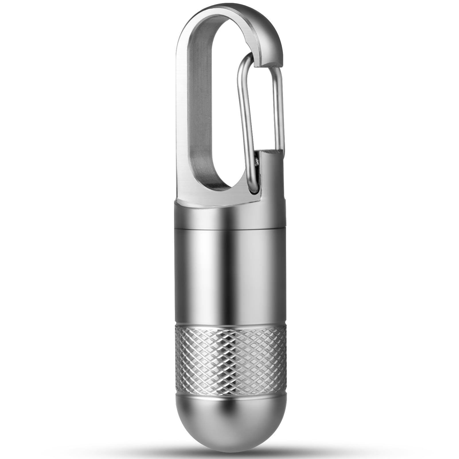 Photo 1 of TISUR Titanium Pill Case, Keychain Holder, Travel Box Container, Portable Organizer, Waterproof Metal Bottle (Gray, Small - 1.06 Inch)