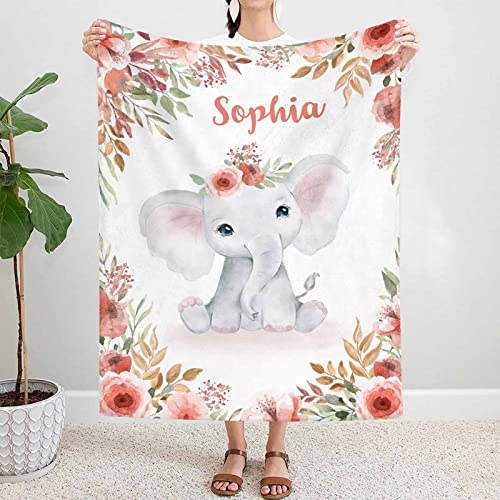 UOZGUY Personalized Baby Blanket with Name for Girl, Custom Super Soft