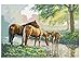 TINMI ATRS DIY Stamped Cross Stitch Animal Horse Kits Thread Needlework Embroidery Printed Pattern 11CT Home Decoration (A Family, 30x21 inch)