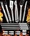 BBQ Grill Tools Set with 18 Barbecue Accessories - Stainless Steel Utensils with Portable Aluminium Carrying Case - Complete Outdoor Grilling Kit for Party, Birthday Gift for Man (Silver)