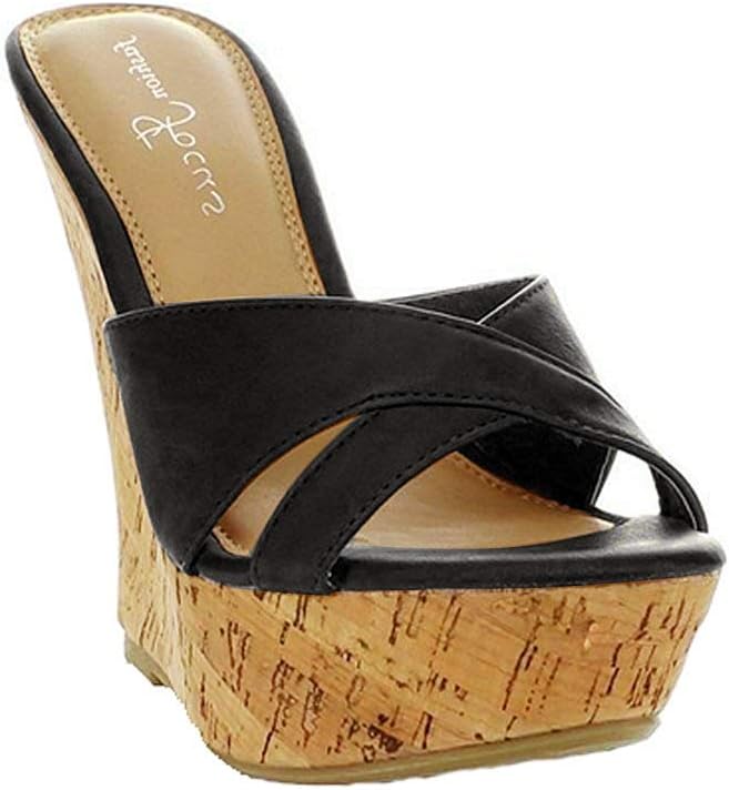 Fashion Focus Women's Ardo-39 Wedge Sandals Slides
