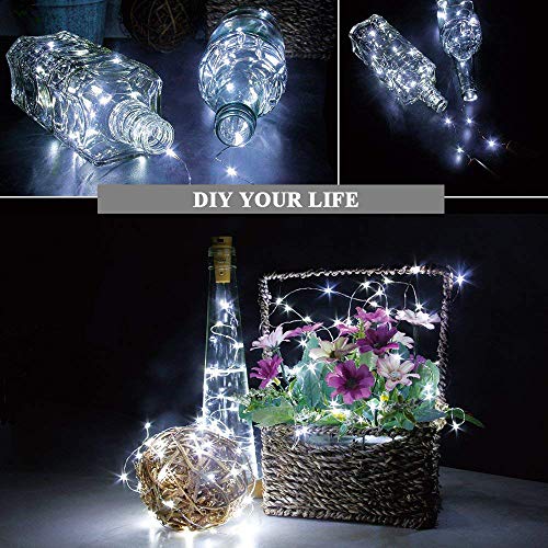 Adecorty Wine Bottle Lights with Cork - Silver Wire Cork Lights for Bottle 12 Pack 6.5ft 20 LED Bottle Lights Battery Powered Christmas String Lights for Party Halloween Wedding Christmas (Cool White)
