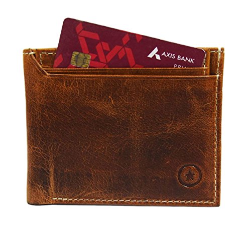 Aaron Leather RFID Blocking Leather Wallet For Men | Compact And Slim | Multiple Card Slots | Hybrid Bifold Trifold Design Wallet With Flip Out ID Window By (Brown)