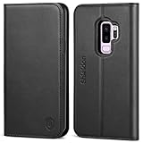SHIELDON Galaxy S9 Plus Case, Galaxy S9 Plus Wallet Case, [Folio Cover][Stand Feature] Genuine Leather Credit Card Holder Flip Case with Magnetic Closure Compatible with Galaxy S9+ / S9 Plus - Black