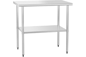 HOCCOT Stainless Steel Table for Prep & Work 24" X 36" inches with Adjustable Shelf, Commercial Workstations, Utility Table in Kitchen Garage Laundry Room Outdoor BBQ
