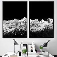 2 Piece Framed Canvas Wall Art Monochromatic Mountains Canvas Prints Home Artwork Decoration for Living Room,Bedroom - 16