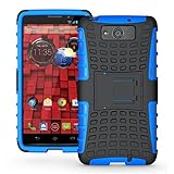 MAXX Case, iThrough Stand Function Dual-layer TPU & Plastic Protection Cover Carrying Case for Motorola Droid MAXX XT1080M (Blue-)