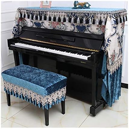 ピアノカバー 刺繍レースのシンプルなファブリックダストカバーハーフカバーピアノカバースツール保護