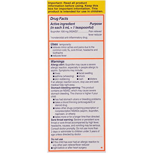 Children's Motrin Oral Suspension, Pain Relief, Ibuprofen, Grape Flavored, 4 Oz - Thumbnail 4
