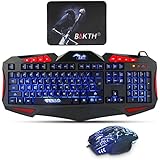 BAKTH Adjustable Wired Rainbow LED Backlight USB Gaming Keyboard and Mouse Combos Bundle + BAKTH Customized Large Mouse Mat