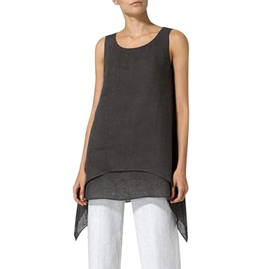 ZEELIY Frauen Sommer Casual Ärmellos Tops Asymmetrische Plus Size Sleeveless Blusen Oansatz Tuniken Hemd Tops Lose Taschen To