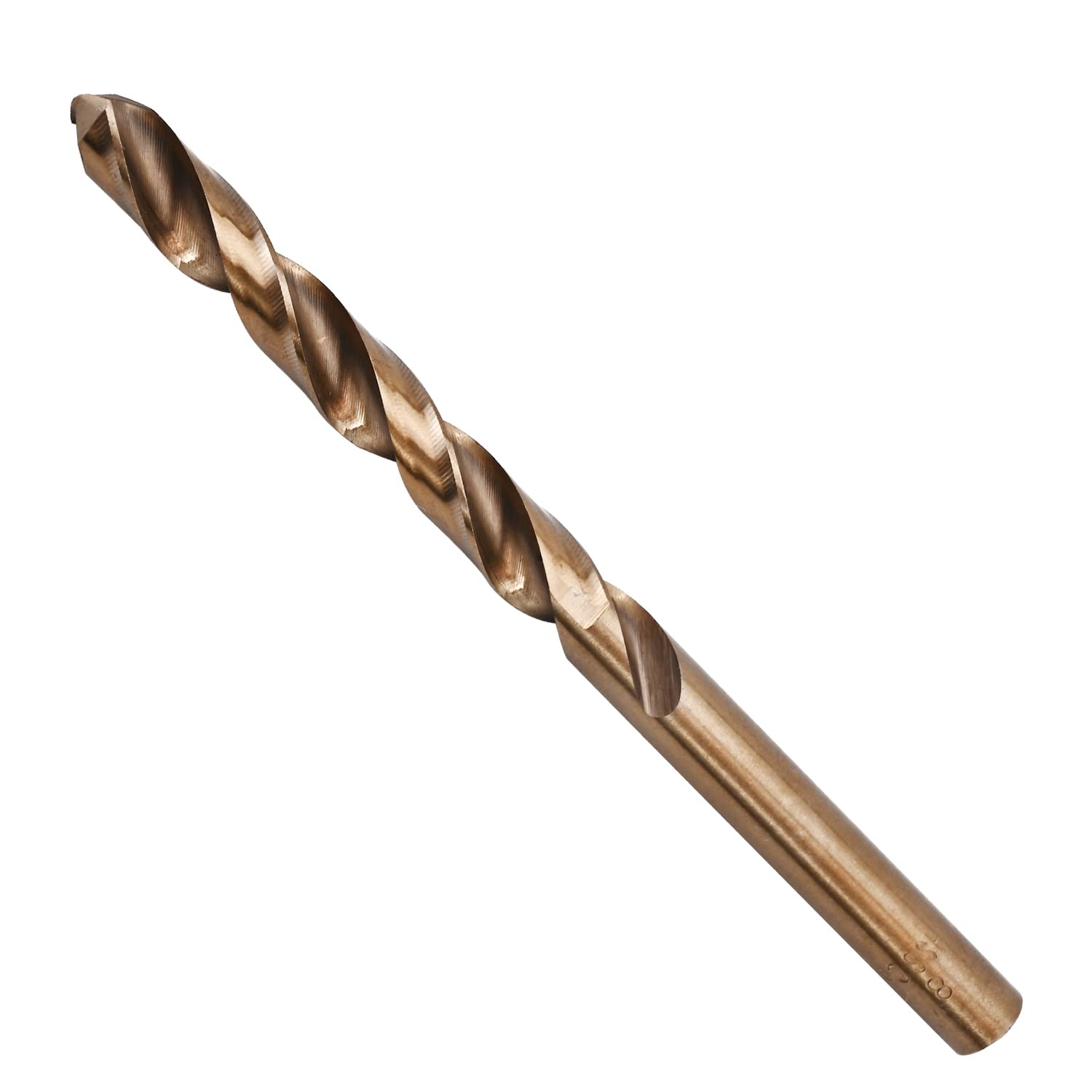 Utoolmart Twist Drill Bits 8mm Dia Split Point Tip High Speed Steel Cobalt Straight Shank Drilling Hole Tool for Steel Wood Plastic Metal Copper Aluminum Alloy Champagne Color 1pcs