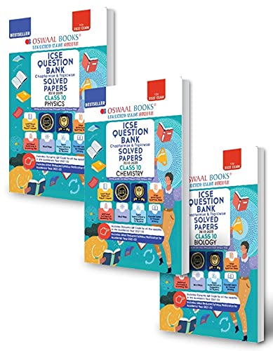 Oswaal ICSE Question Bank Class 10 (Set of 3 Books) Physics, Chemistry, Biology (Reduced Syllabus) (For Exam 2022)