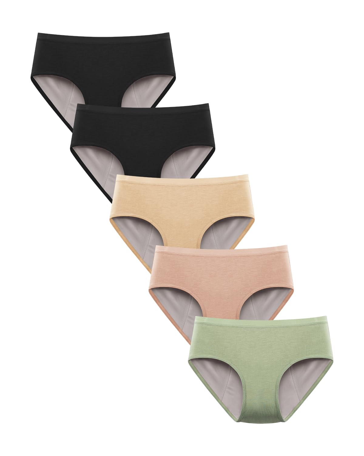 Photo 1 of TIICHOO Washable Incontinence Underwear for Teens Leakproof Girls Period Panties 5 Pack(14-16 Years, 2 Black/Matcha Green/Rose Gold/Beige)