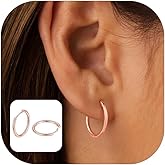 FaithHeart Sterling Silver Huggie Hoop Earrings for Women, Real S925 Hypoallergenic Lightweight Silver/Black/Gold/Rose Gold Huggie Hoops Everyday Sleeper Earring 8/10/12/14/16/18/20mm