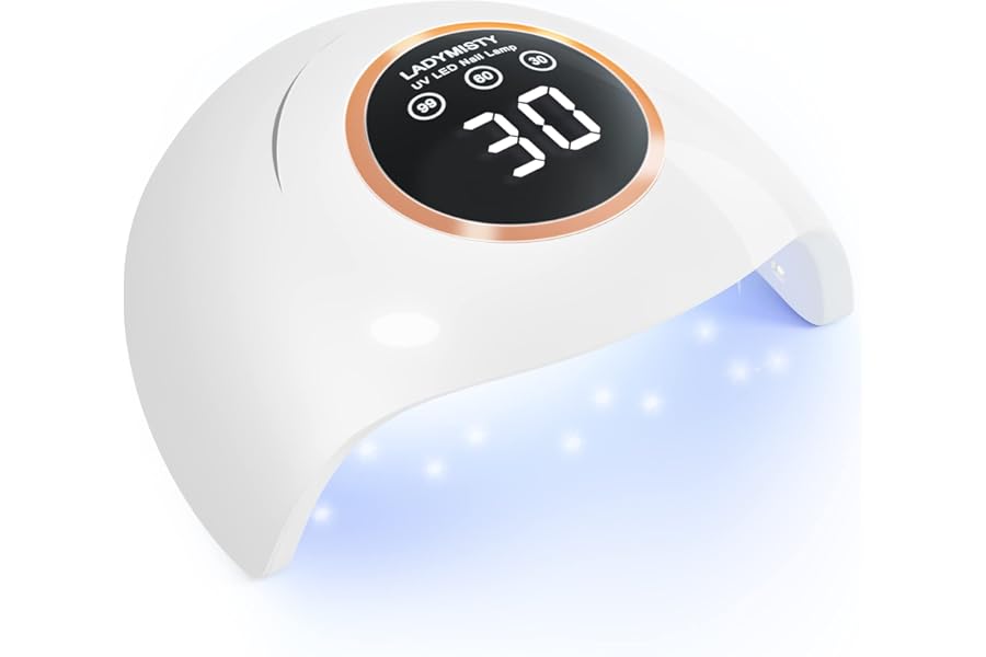 LadyMisty 72W UV LED Nail Lamp Light Dryer for Nails Gel Polish with 18 Beads 3 Timer Setting & LCD Touch Display Screen, Auto Sensor, Professional Nails, White