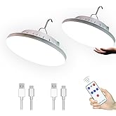 [120 LED 4500mah] Solar Camping Lights Rechargeable Portable Lantern Tent Lamp 5 Mode USB Remote Control Hanging Waterproof for Home Indoor Outdoor Emergency Courtyard 2 Pack