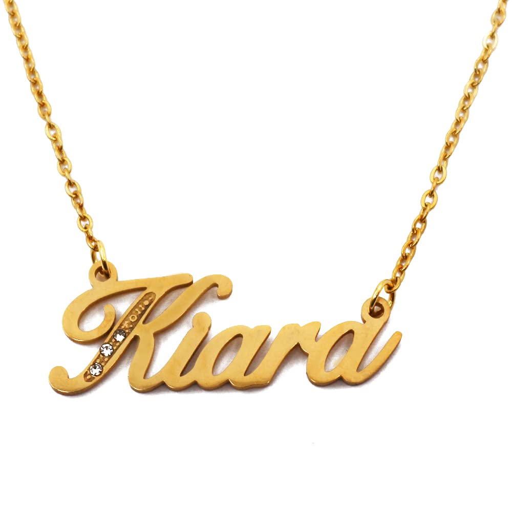 Name Necklace Kiara - Gold Tone - Custom Name Necklace - Personalised Jewellery for Ladies- Customised Jewellery for Girls- Custom Pendant Kiara