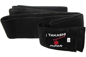 SHIHAN POWER SPORTS OBI BELT Stretchy Elasticated- 'BLACK' Obi Belt Iaido- KENDO, AIKIDO Belt - 400cm x 8cm Easy Comfortable fasten