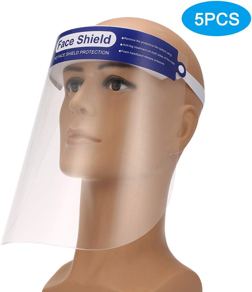 Lixada1 Protective Face Shield Anti-Spitting Isolation Face Shield Fluid Resistant Full Face Transparent Dust-Proof Anti-Fog Face Cover Visor Protection from Splash