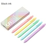 NINGSAKaco Pure Retractable Gel Ink Pens Macarons Color Black Ink 0.5mm Extra Fine Point 5-Pack