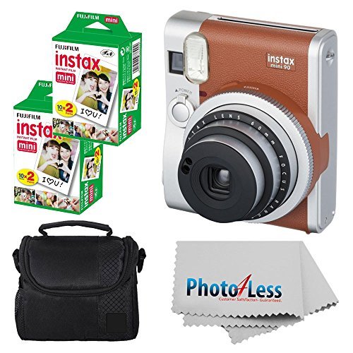 Fujifilm INSTAX Mini 90 Neo Classic Instant Camera (Brown) With 2x