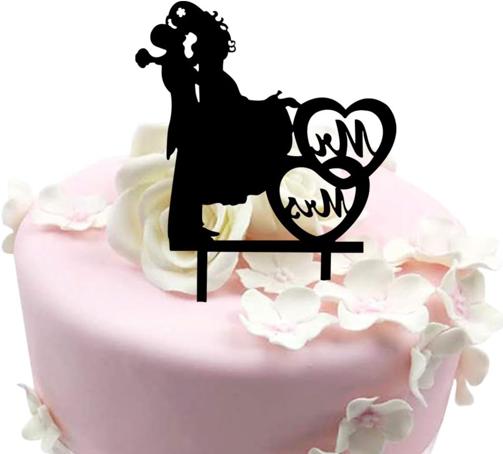 Mr and Mrs Cake Topper Acrylic Love Wedding Cake Topper Funny Bride and Groom Cake Topper （black）