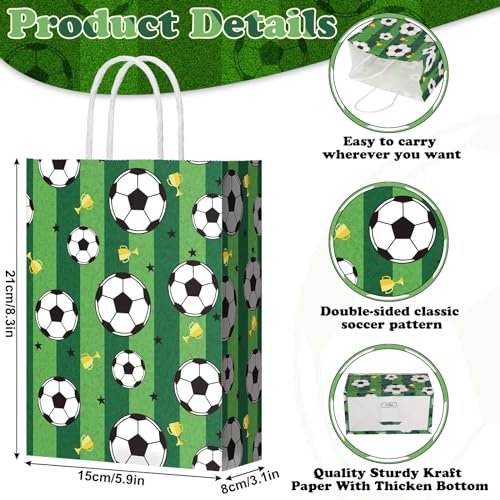 ORCHID M® 12 Pieces Soccer Party Favor Bags Soccer Goodie Bags Soccer Print Treat Bags Soccer Themed Birthday Party Supplies for Soccer Party Favors Decor for Soccer Party Girls Kids