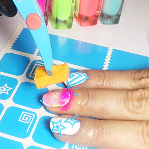 521 Nail Art Stencils Vinyl - 18 Different Swirl Shapes: Arrows, Chevron, French Tip & More Adhesives Stripe Guides Patterns Designs in 3 Sheets Supplies Kit Stickers Tape Foil Decals Craft Gift - Thumbnail 4