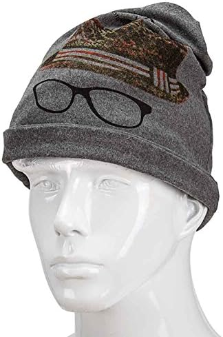 Orgrim Fashion Winter Classic Flower Print Beanie Ski Hat Neck Warmer 2 in 1 Hat Neck Wrap Cap (Dark grey)