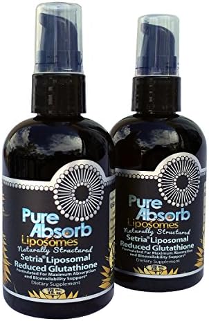 PureAbsorb Liposomal Setria Reduced Glutathione 2 Pack, Phospholipid Encapsulation, 8 oz / 240 ml total, Made in USA, Non-GMO, Vegan, Vegetarian, Compare to Quicksilver Scientific GSH