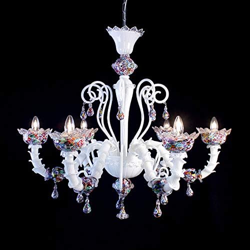 Venice Murano Glass Chandelier White with murrine - Murano Chandelier White with murrine Energy Class"A" Original Italy Venice Original Italy Venice 5 luci Bianco Con Murrine