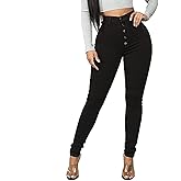 FISCLOSIN Womens High Waist Stretch Jeans 5 Button Push Up Butt Lifting Skinny Colombian Jeans