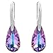 EleQueen 925 Sterling Silver CZ Teardrop Hook Dangle Earrings Vitrail Light Made with Austrian Crystals, Valentine's Day/Mother's Day/Christmas Jewelry Gift for Girlfriend/Mom