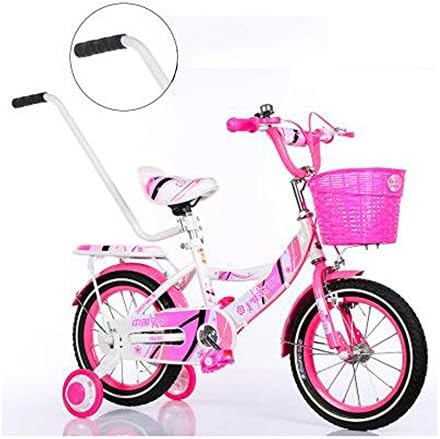 HAIZHEN Girl's Bike with Basket, 12, 14, 16 or 18 inch girls bike with training wheels, gifts for kids, girls' bicycles for newborn (Color : Pink, Size : 16 inches)
