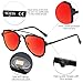 SOJOS Fashion Aviator Unisex Sunglasses Flat Mirrored Lens Double Bridge SJ1051 with Matte Black Frame/Red Mirrored Lens