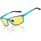 Myiaur Night Vision Glasses for Driving - Al-Mg Frame Night Driving Glasses for Men, Polarized Yellow Lenses, Anti Glare