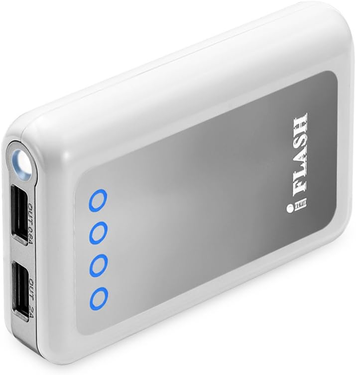 iFlash Dual USB 8400mah External Battery Charger Source with 2.6A Output (fast) Heavy Duty Ouput Support iPad 1 / 2 / 3 / 4, iPad Mini, iPhone 5 / 4S / 4, Google Android Phones, HTC EVO, LG, Samsung Galaxy S II III Note II, BlackBerry Moblie Phones - White