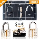 Practice Lock Set with Transparent Cutaway Crystal Pin Tumbler Keyed Padlocks for Locksmiths | Clear Visible See Through Practice Lock Pick Tools for Training Beginner and Advanced Locksmiths by NNC