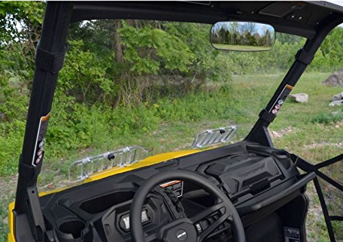 SuperATV Heavy Duty Scratch Resistant Clear Vented Full Windshield for Can-Am Defender HD 5/8 / 10 / MAX (2016+) - Hard Coated for Extreme Durability - Easy to Install!