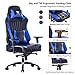 VON RACER Memory Foam Gaming Chair-Adjustable Tilt, Angle and 3D Arms Ergonomic High-Back Leather Racing Executive Computer Desk Office Metal Base, Blue