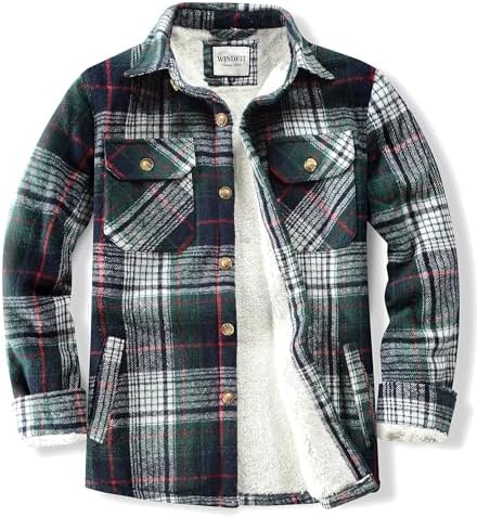 Jachs Men's Wool Blend Sherpa Lined Flannel Shirt Jacket (US