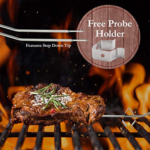 Meat thermometer digital grill oven or Highly smoker remote-reading food thermometers | The best wireless accessories for safe remote bbq grilling, kitchen cooking and smokers (red)
